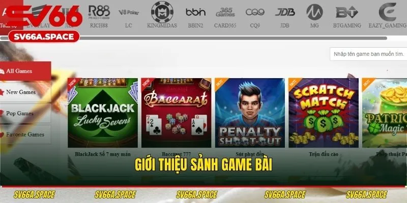 Giới thiệu sảnh game bài